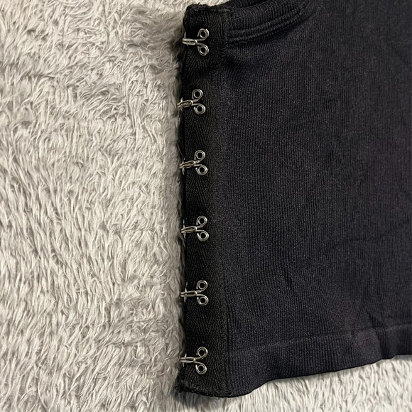 Forever 21 Babydoll Crop Tank Top Hook Eye Women's Junior's M/L Black - Picture 2 of 11